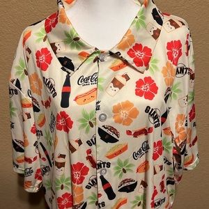 ⚾️🖤🧡MLB San Francisco Giants Hawaiian Aloha Button SGA cool polyester Shirt XL🏟️